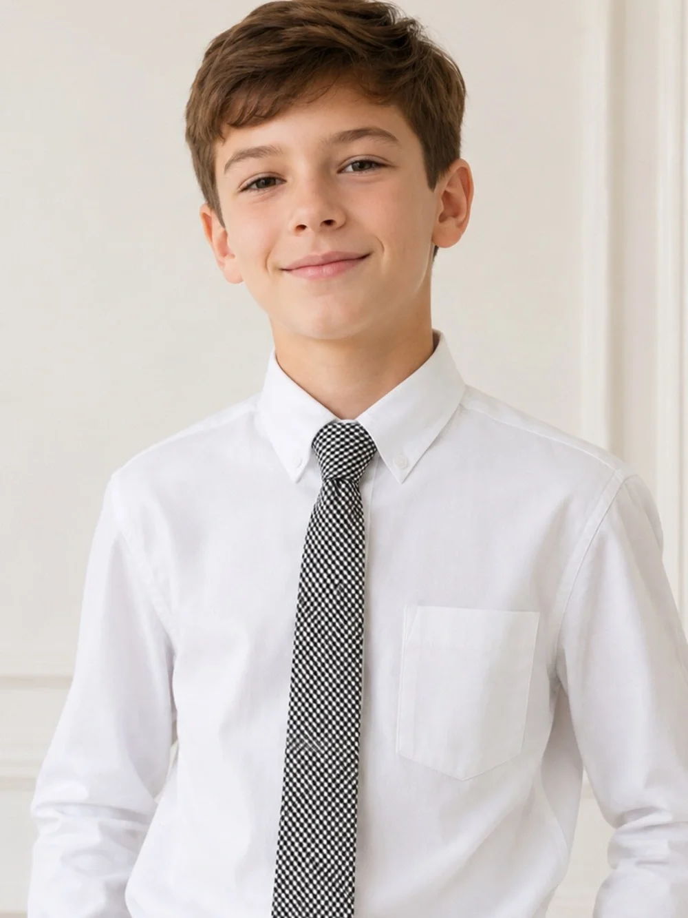 Lord & Taylor Black and White Checkered Kids Tie